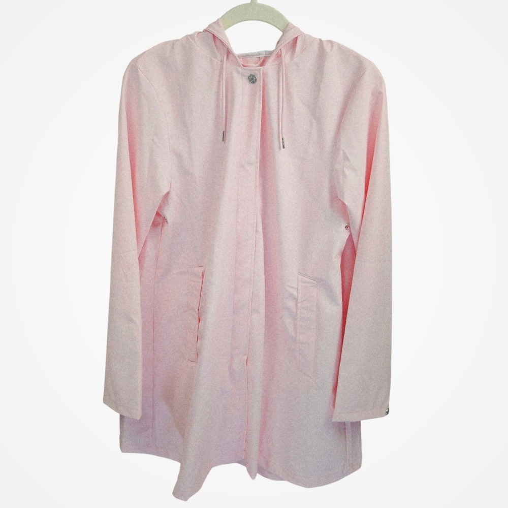 RAINS Womens S Raincoat Large Pink Waterproof Minimalist Scandinavian Clean Girl
